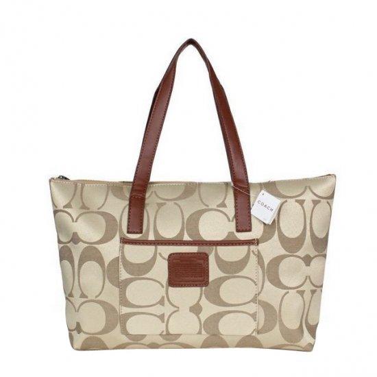 Coach Legacy Logo In Monogram Medium Khaki Totes BQA - Click Image to Close